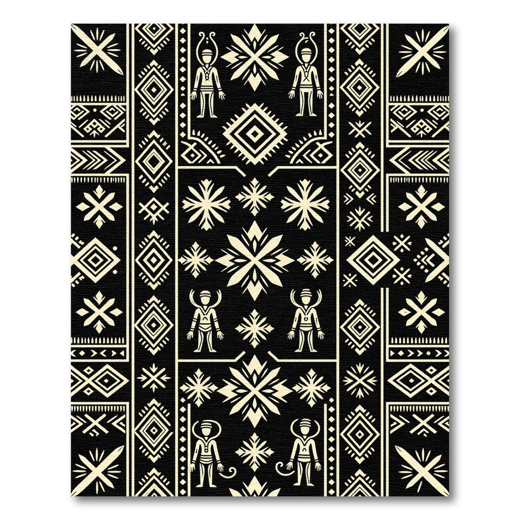 Ethnic Cream Tribal Figures Geometric Rug