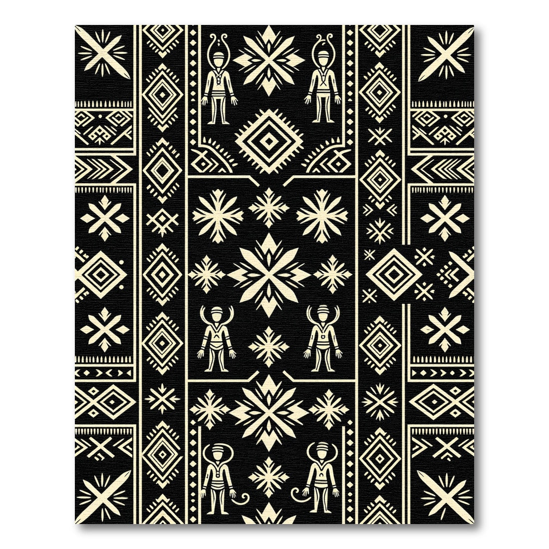 Ethnic Cream Tribal Figures Geometric Rug