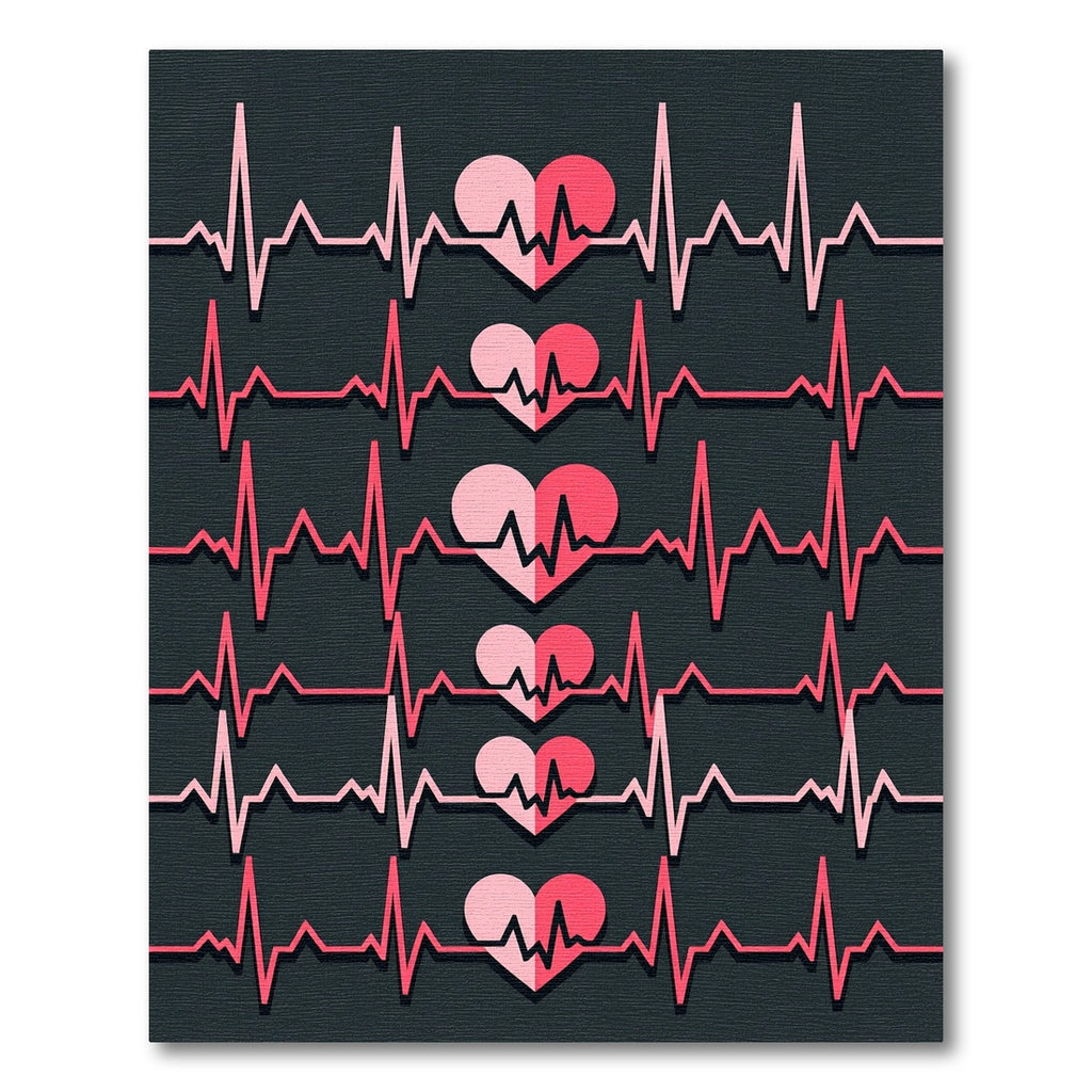 Pink Heartbeat EKG Collage Rug