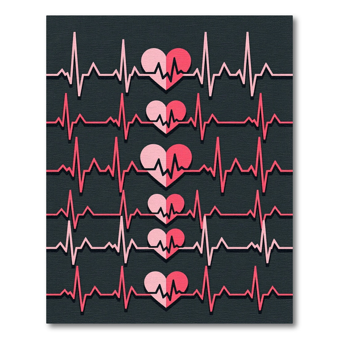 Pink Heartbeat EKG Collage Rug