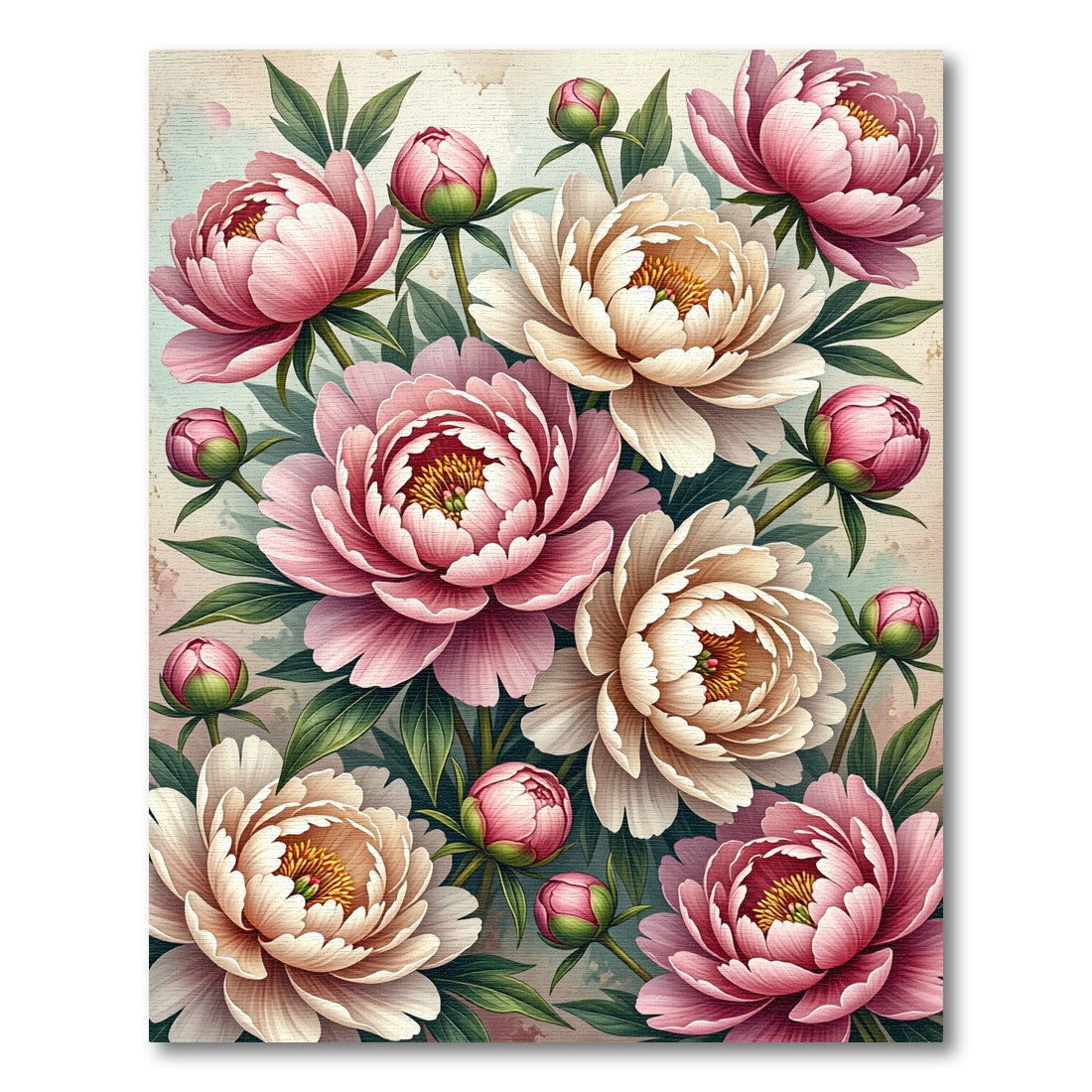 Soft Pink Peony Botanical Bouquet Rug