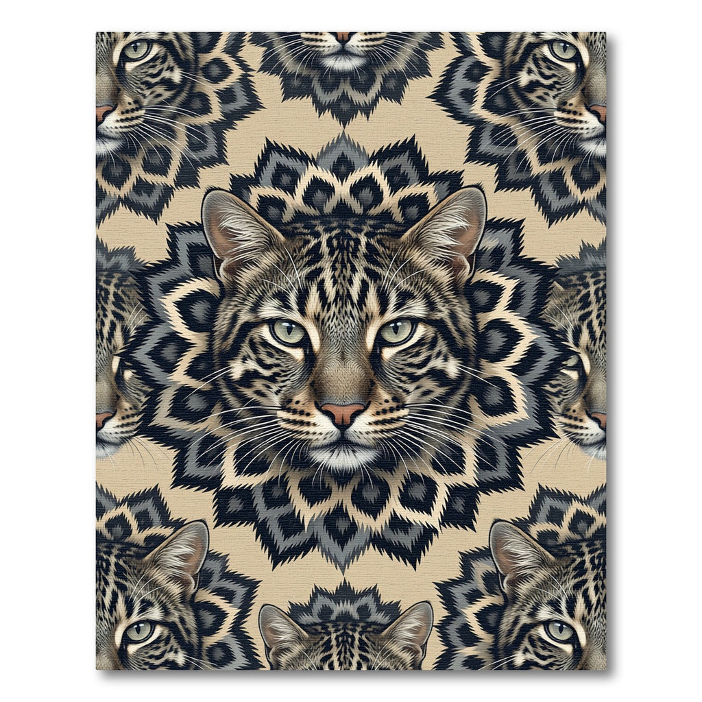 Leopard Face Mandalas in Earthy Tones Rug