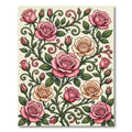 Elegant Pink Rose Floral Swirl Rug