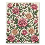 Elegant Pink Rose Floral Swirl Rug