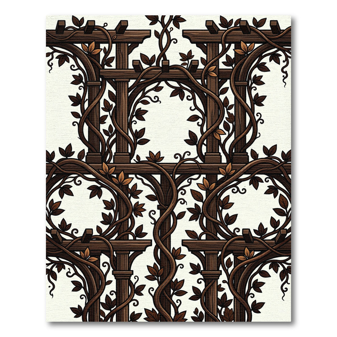 Dark Wood Vine Lattice Trellis Rug