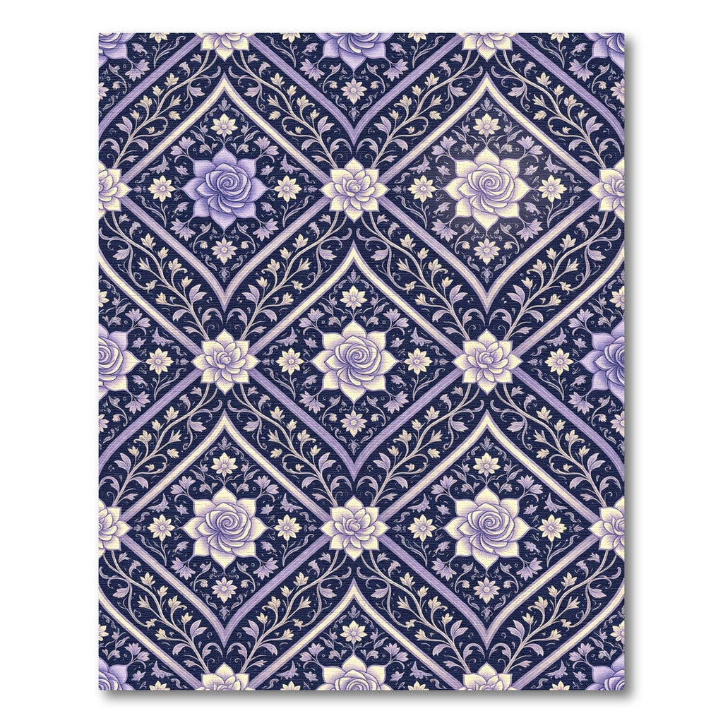Elegant Lavender Floral Trellis Lattice Rug