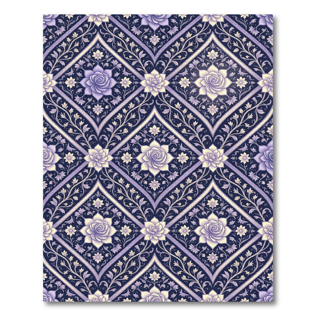 Elegant Lavender Floral Trellis Lattice Rug