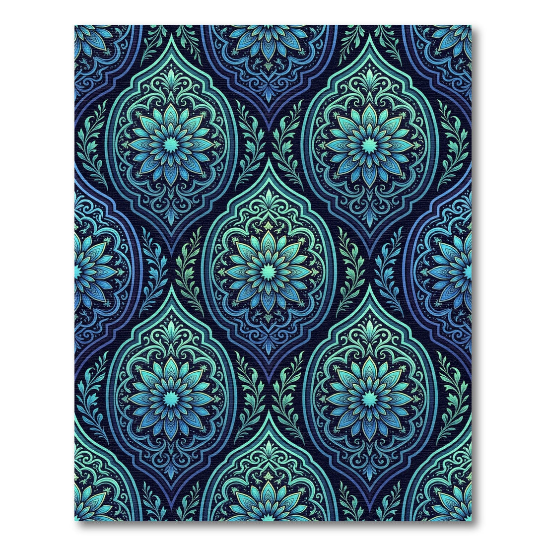 Oceanic Teal Medallion Floral Rug