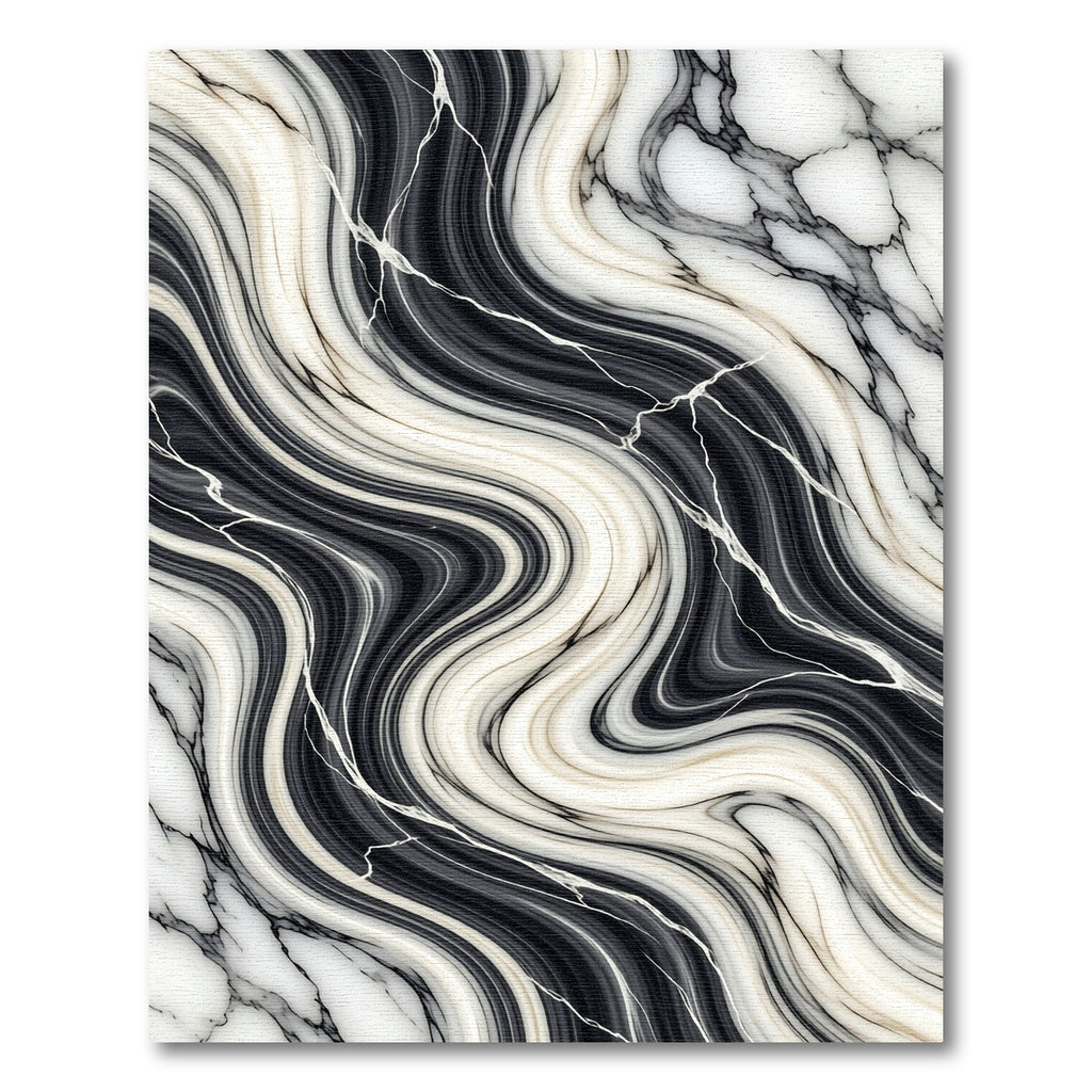 Monochrome Liquid Marble Flow Wave Rug