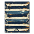 Abstract Navy and Cream Coastal House Stripe Rug