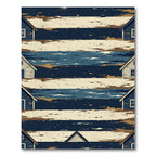 Abstract Navy and Cream Coastal House Stripe Rug