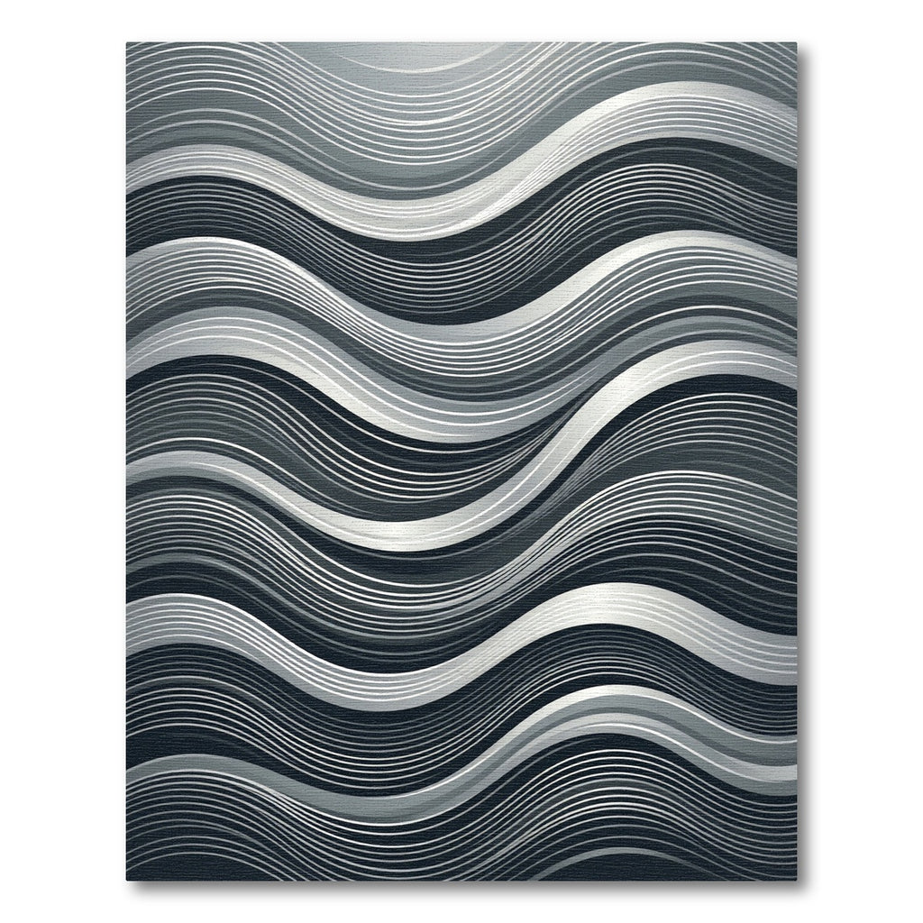 Monochrome Wavy Striped Illusion Rug