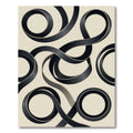 Black and Cream Abstract Ribbon Swirl Rug