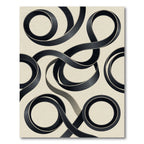 Black and Cream Abstract Ribbon Swirl Rug