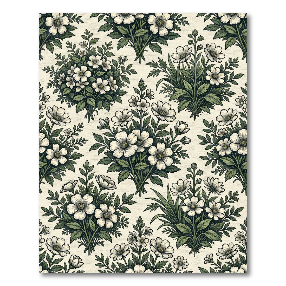 Elegant Cream Botanical Floral Meadow Rug