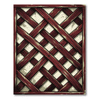 Rustic Crimson Lattice Geometric Grid Rug
