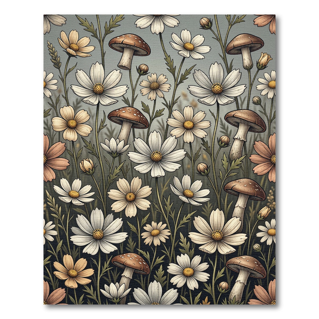 Earthy Bloom Mushroom Field Rug