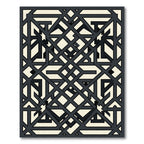 Modern Charcoal Cream Interlocking Geometric Lattice Rug