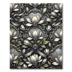 Antique White Magnolia Floral Scroll Rug