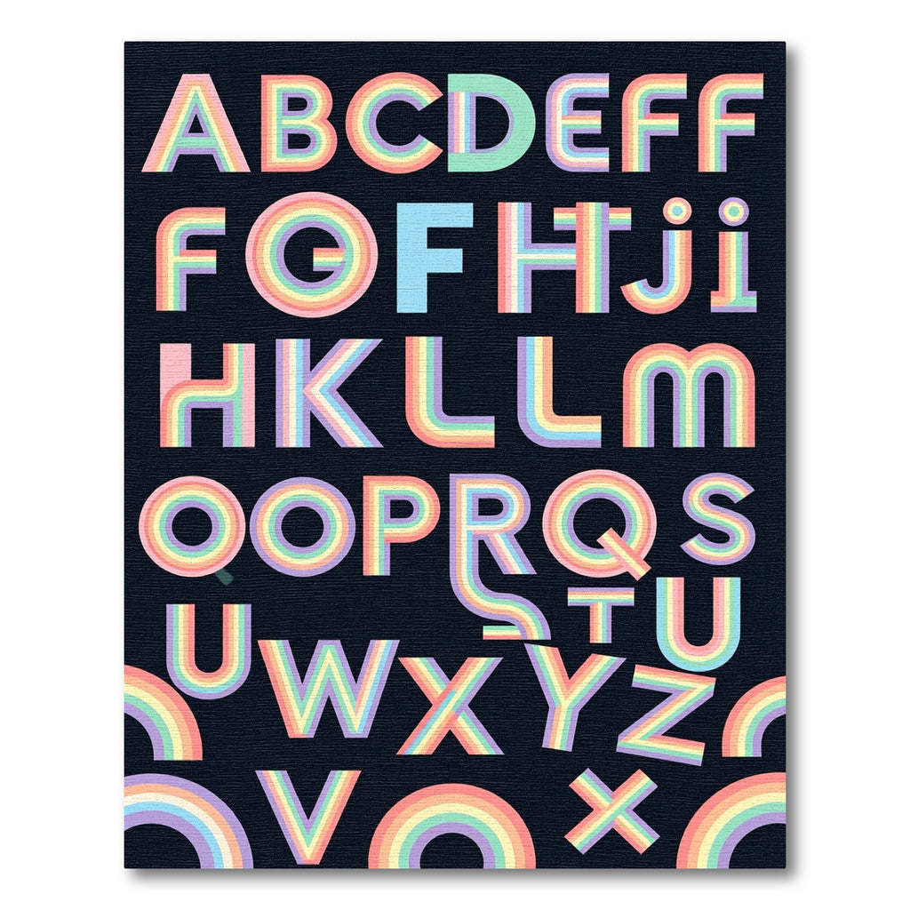 Vibrant Retro Rainbow Alphabet Typography Rug
