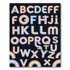 Vibrant Retro Rainbow Alphabet Typography Rug