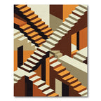 Geometric Stairwell With Orange Tones Rug