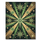 Radiant Green and Gold Starburst Rug