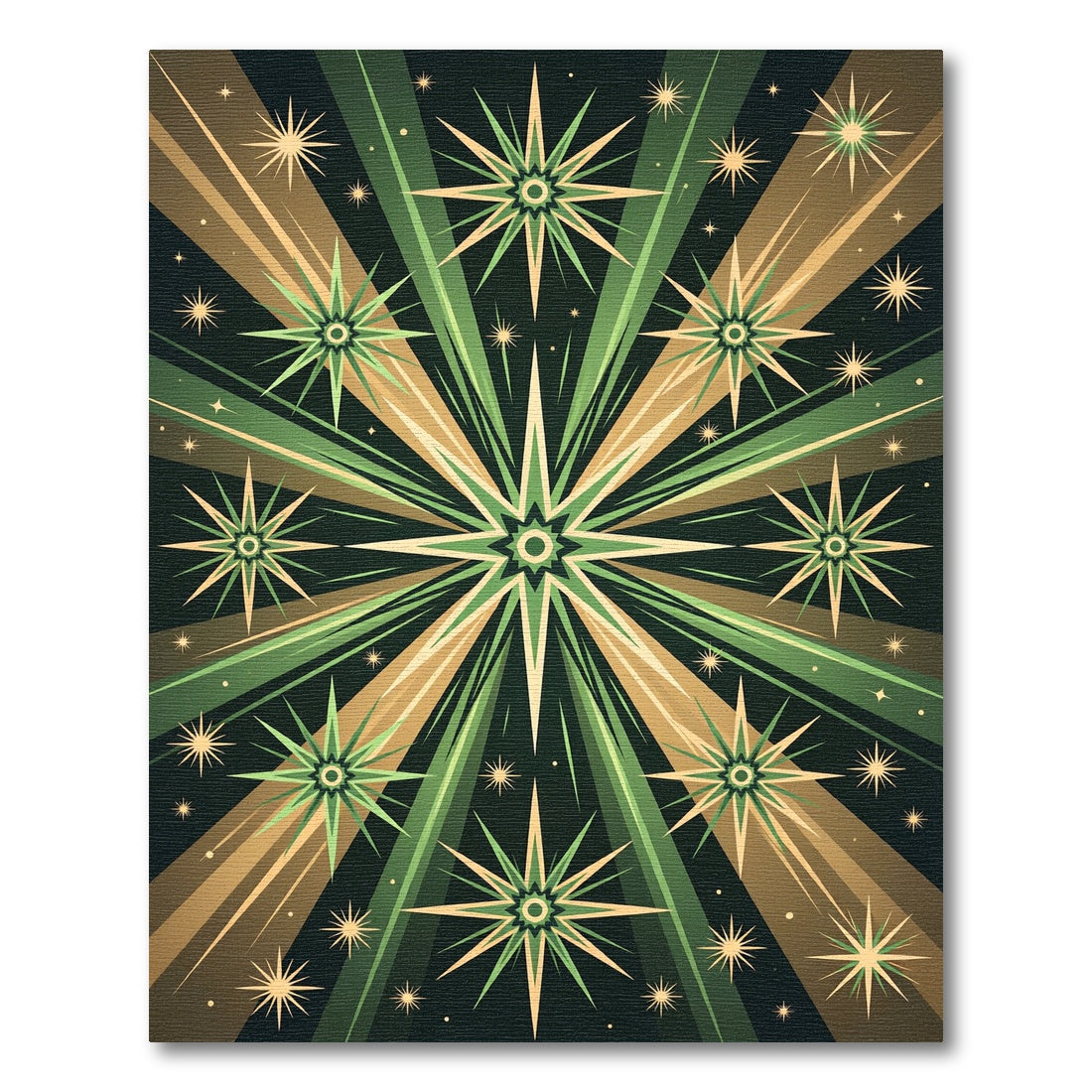 Radiant Green and Gold Starburst Rug