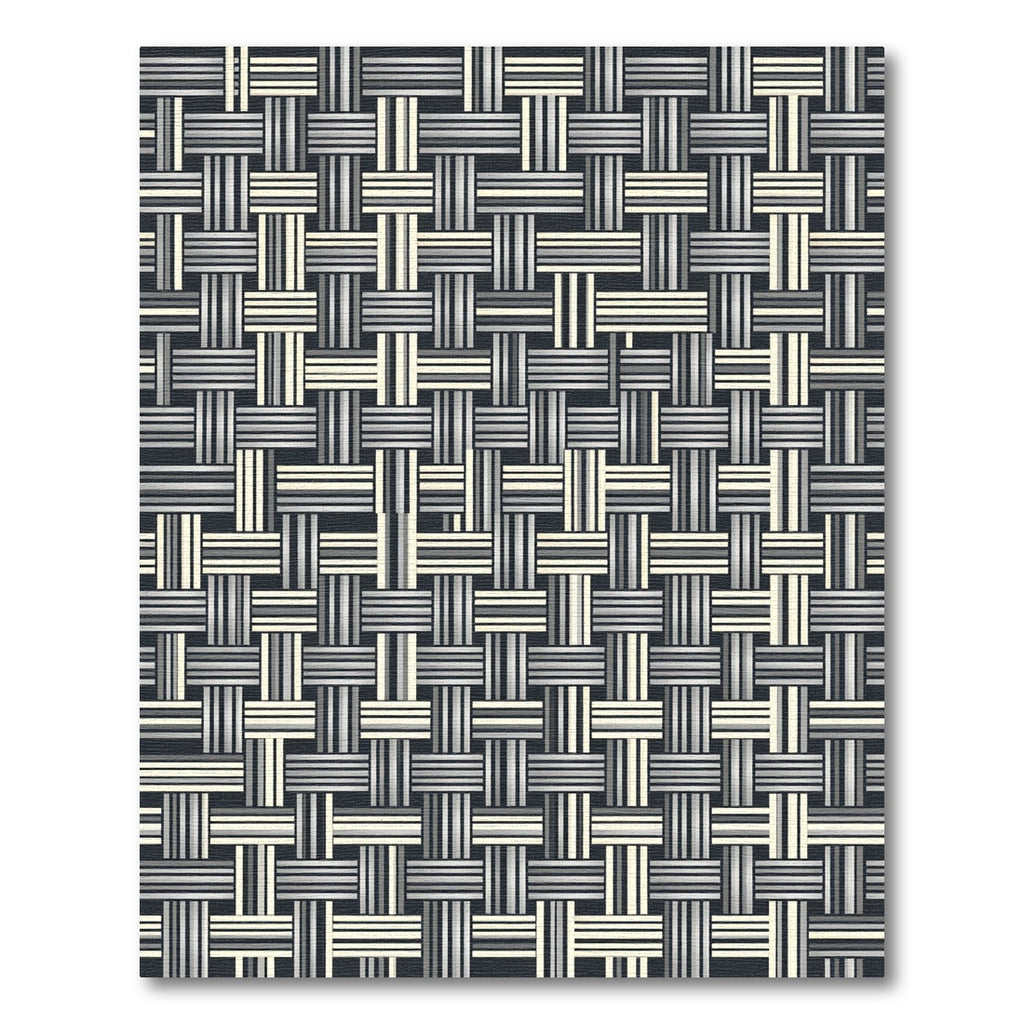 Monochrome Metallic Woven Geometric Grid Rug
