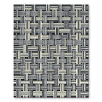 Monochrome Metallic Woven Geometric Grid Rug