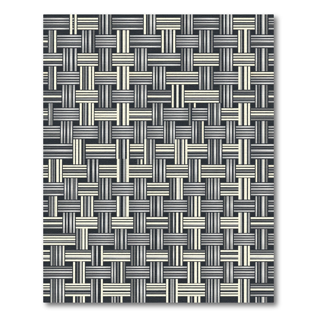 Monochrome Metallic Woven Geometric Grid Rug
