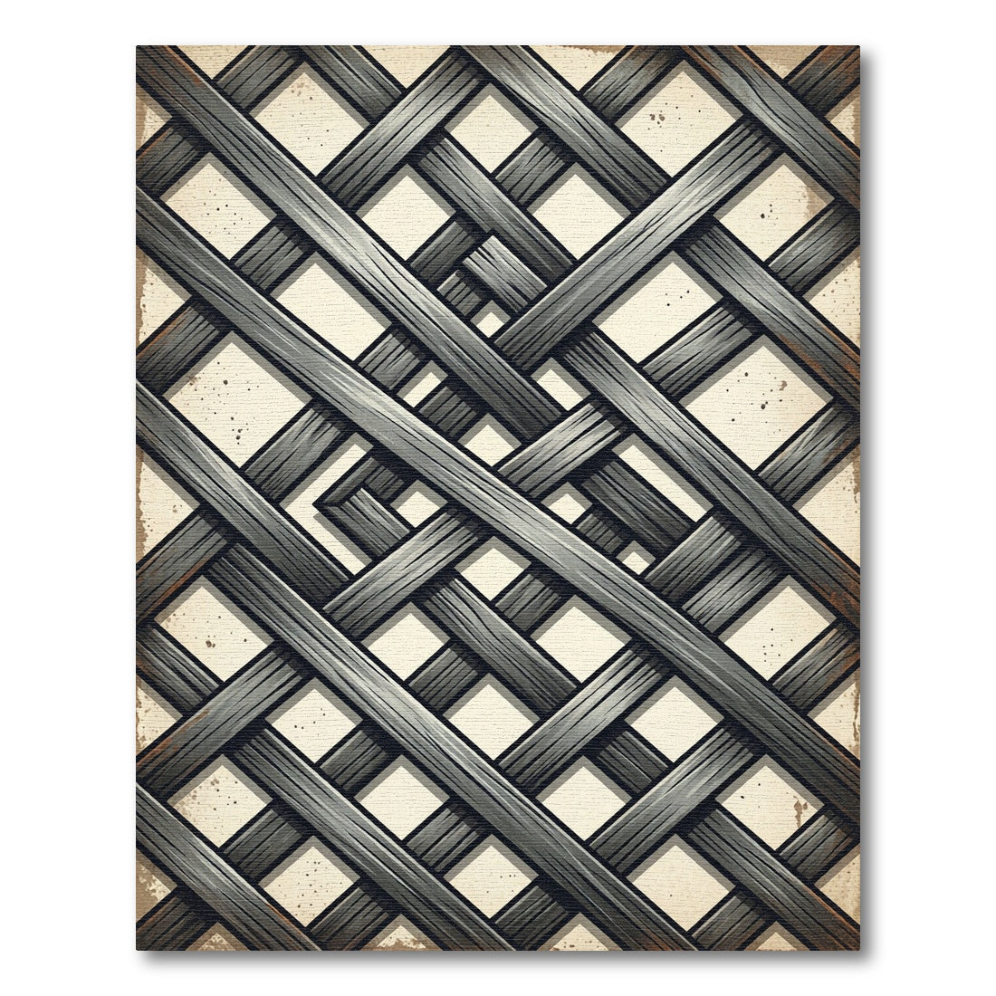 Dark Gray Woven Lattice Diamond Rug