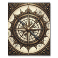 Antique Golden Compass Rose Medallion Rug