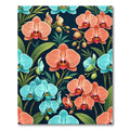Tropical Orchid Bloom Deep Blue Rug