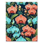 Tropical Orchid Bloom Deep Blue Rug