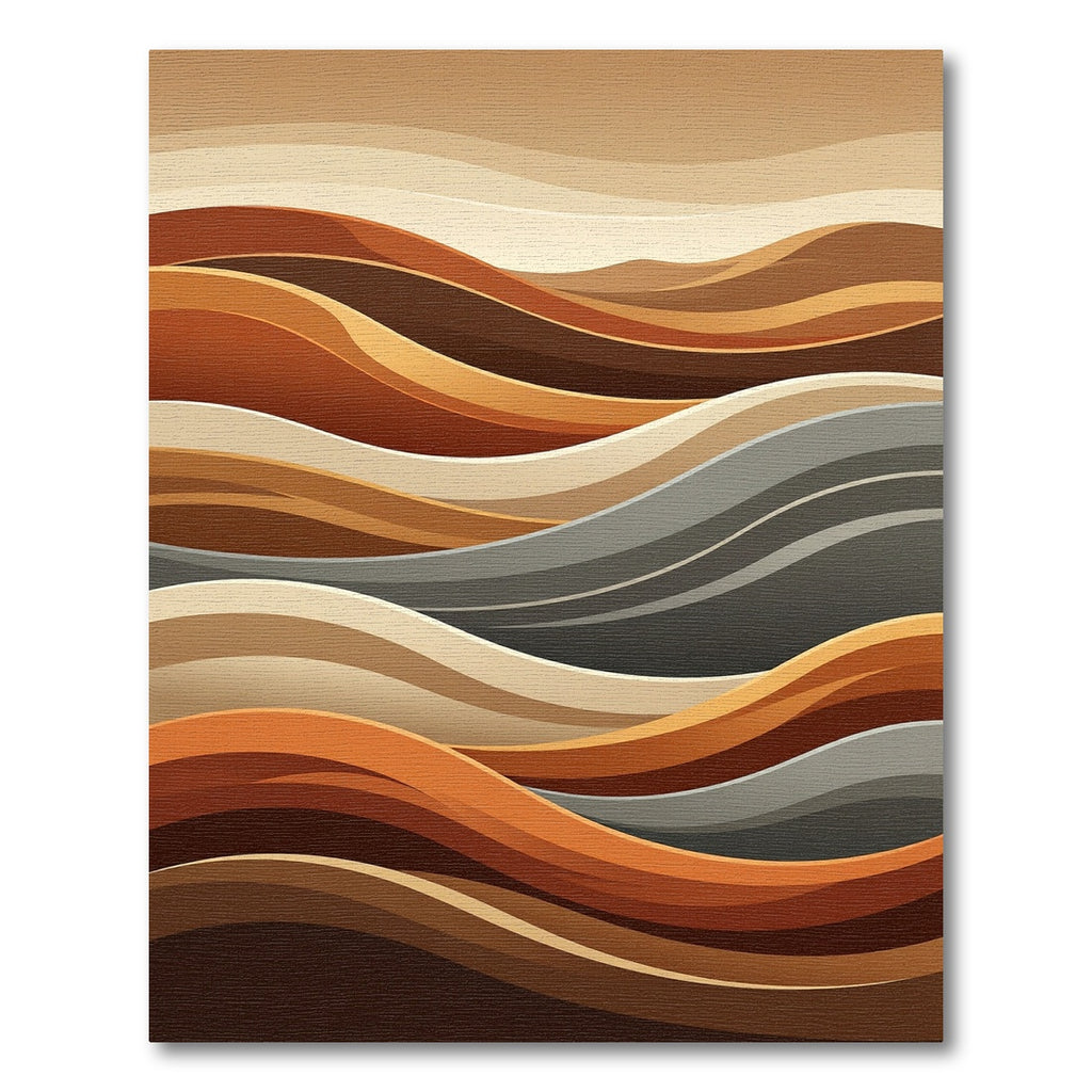 Earthy Organic Layered Terracotta Abstract Wave Rug