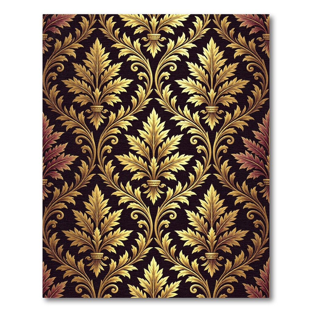 Ornate Golden Acanthus Leaf Scroll Rug
