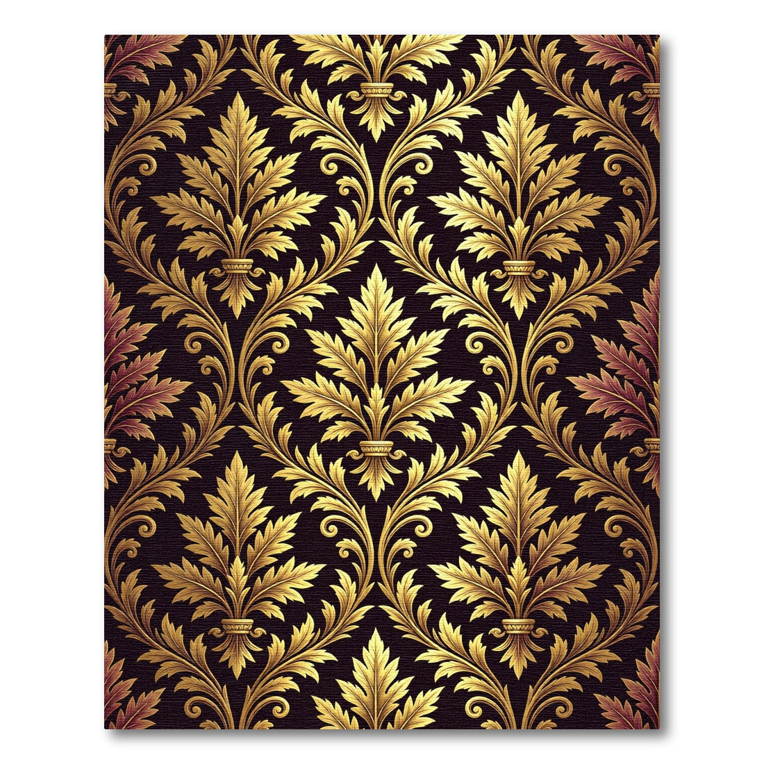 Ornate Golden Acanthus Leaf Scroll Rug