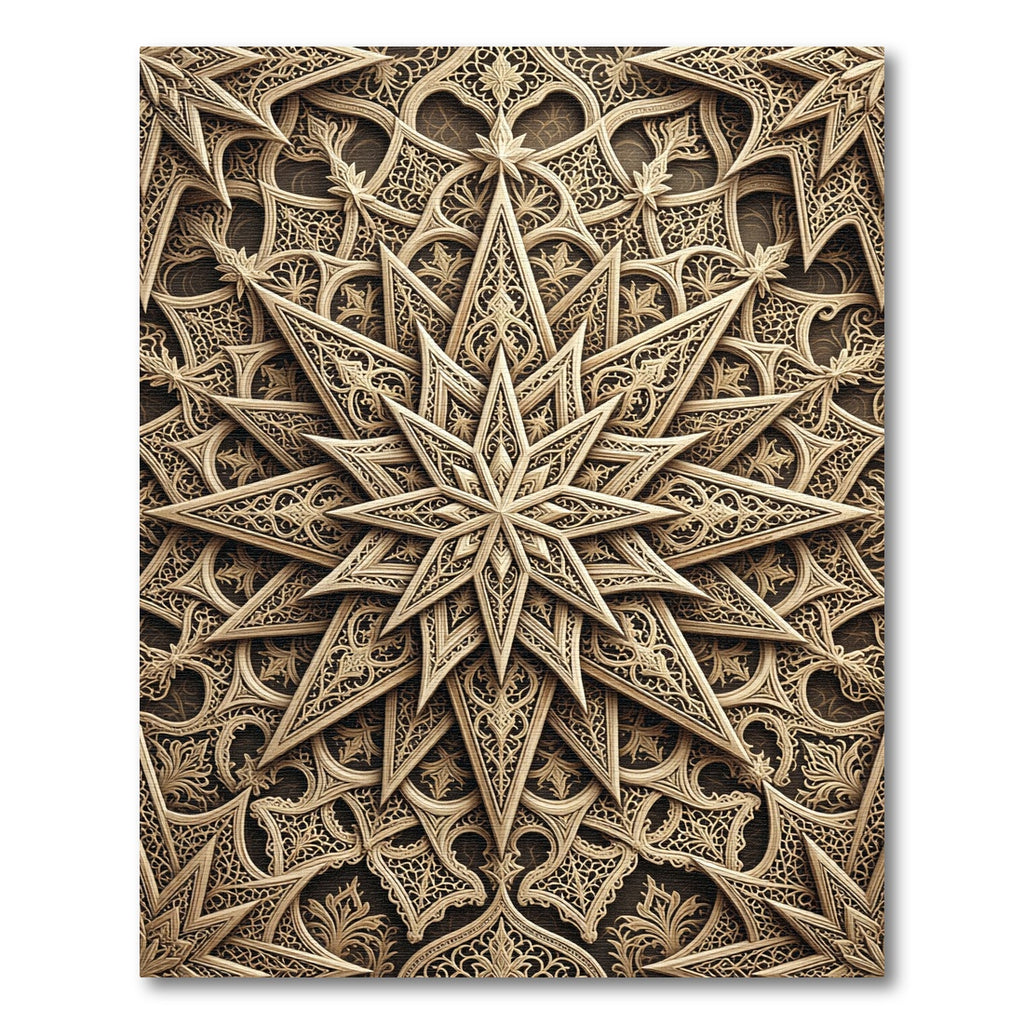 Golden Interlocking Star Medallion Rug