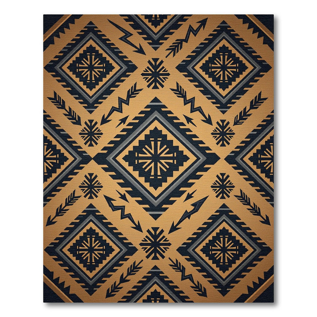 Gold Aztec Geometric Diamond Accent Rug