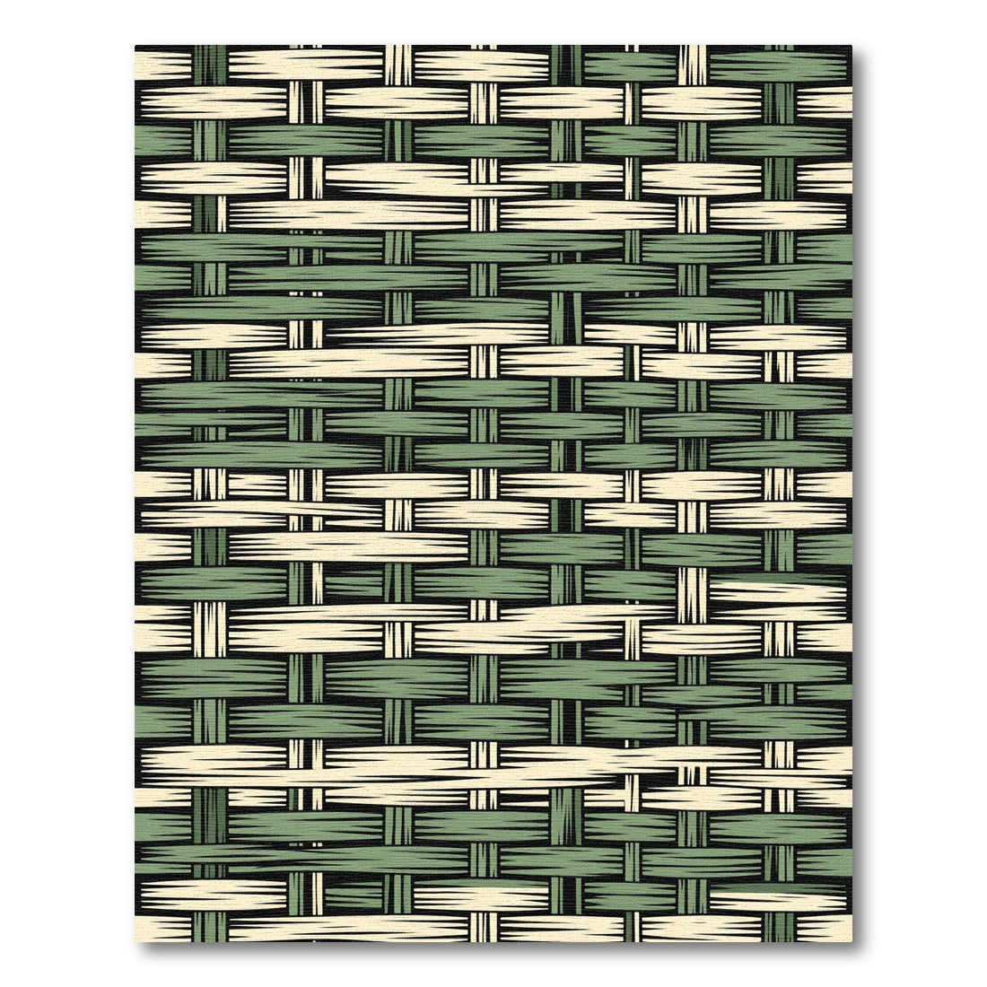Sage Green and Cream Woven Plaid Rug