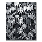 Metallic Gray Geometric Hexagon Mosaic Rug