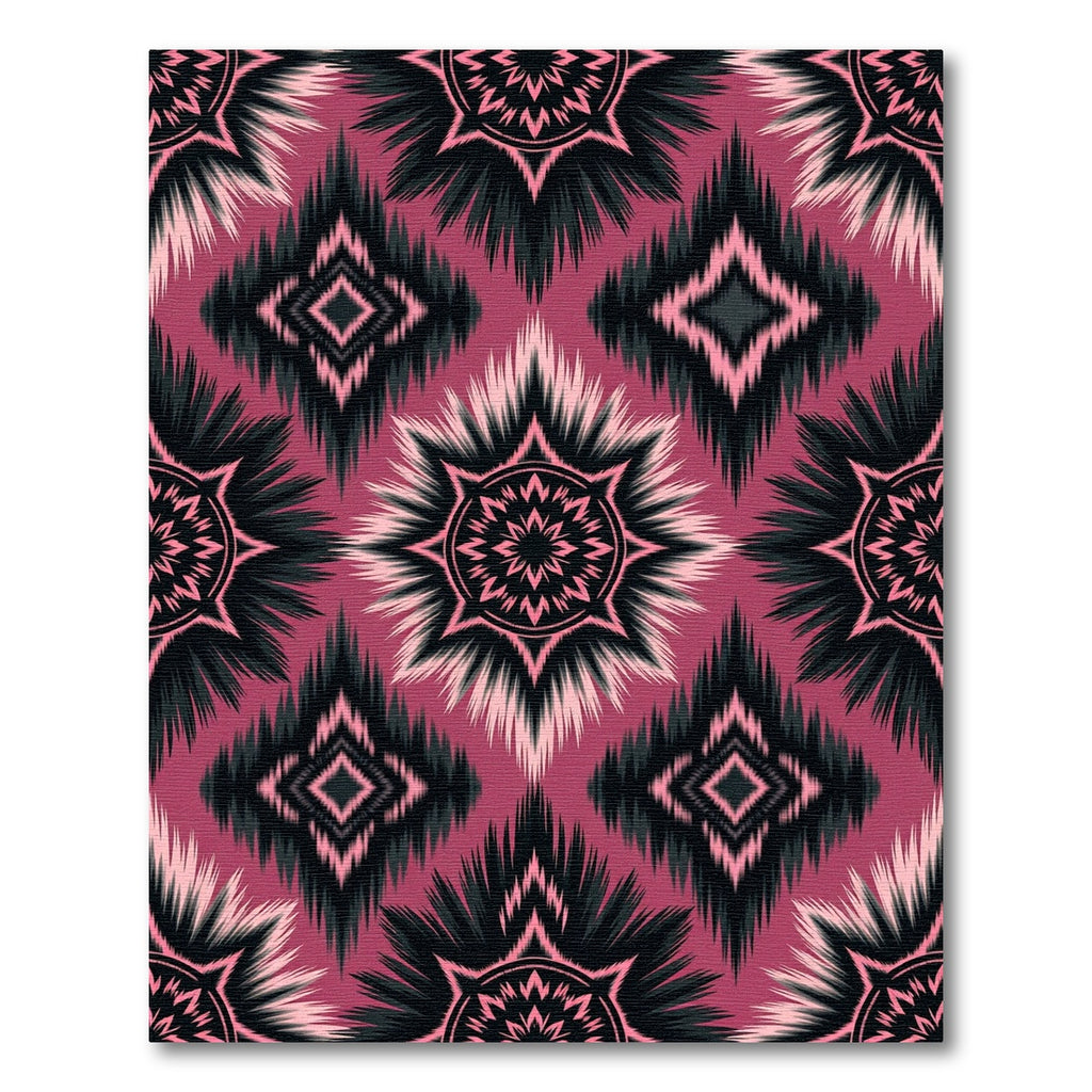 Dark Magenta Tribal Ikat Diamond Star Rug