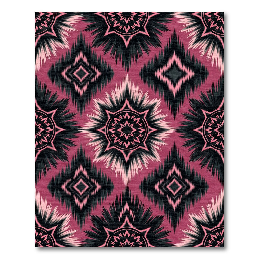 Dark Magenta Tribal Ikat Diamond Star Rug