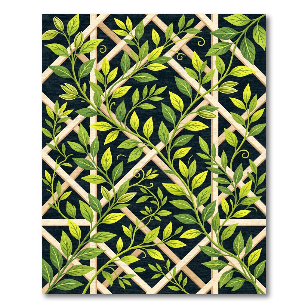 Lush Green Ivy Lattice Trellis Rug