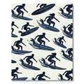 Navy Surfboard Silhouette Coastal Ocean Graphic Rug