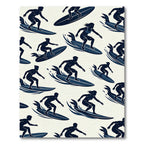 Navy Surfboard Silhouette Coastal Ocean Graphic Rug