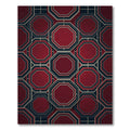 Elegant Crimson Geometric Octagon Art Rug