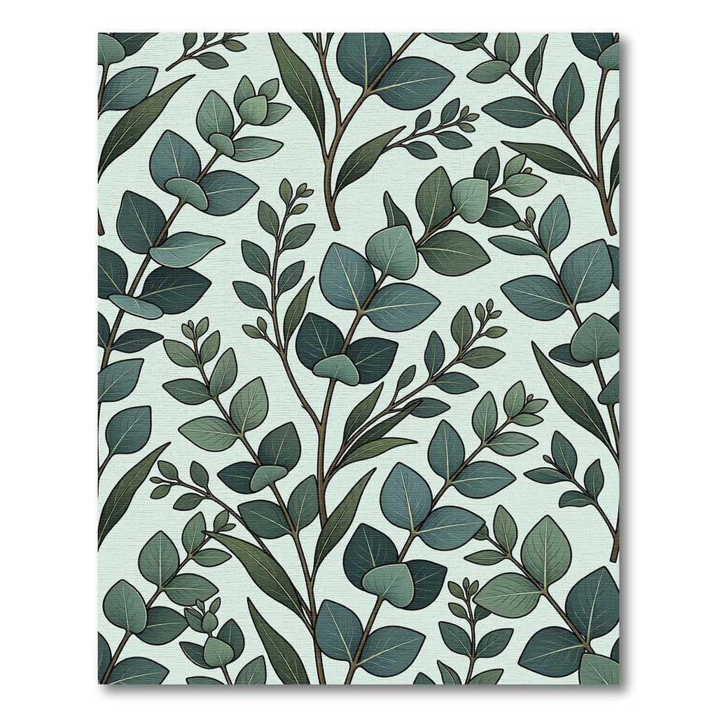 Eucalyptus Branches Green Pattern Rug
