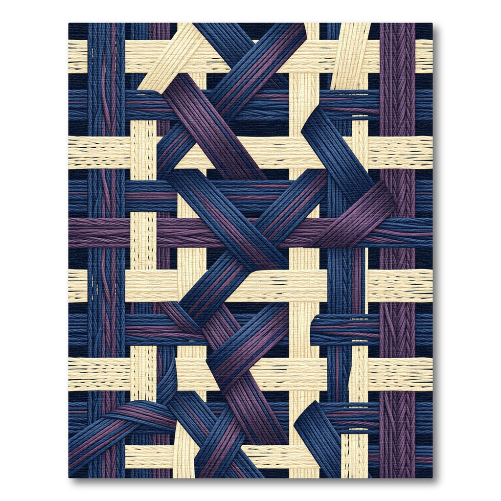 Modern Navy and Cream Woven Geometric Rug